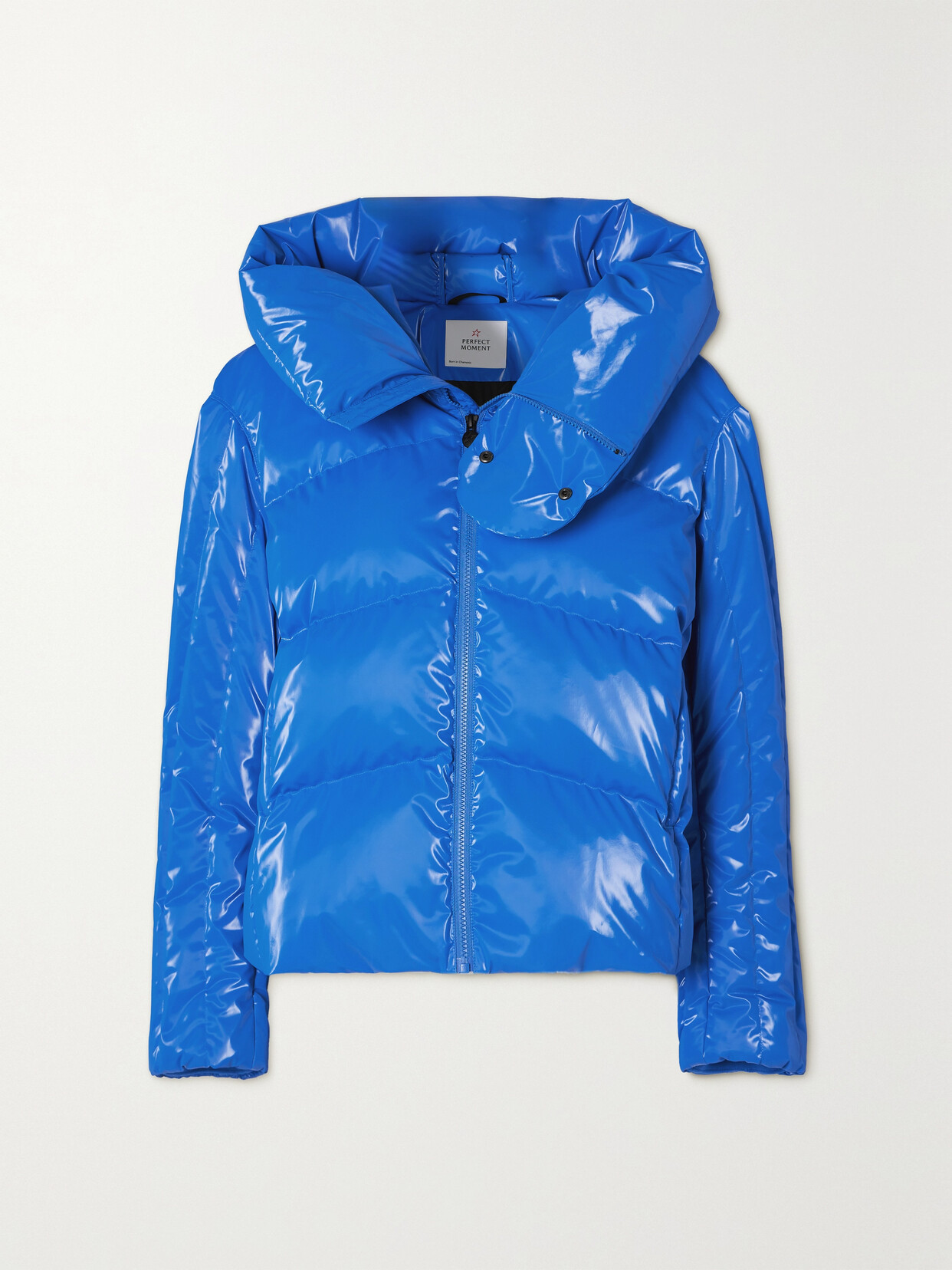 Shop Perfect Moment Orelle Hooded Quilted Down Ski Jacket In Blue