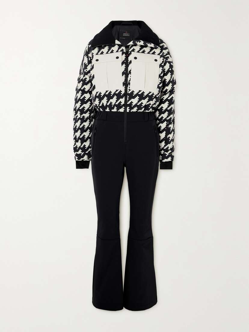 Perfect Moment Helen Houndstooth Quilted Down Ski Suit