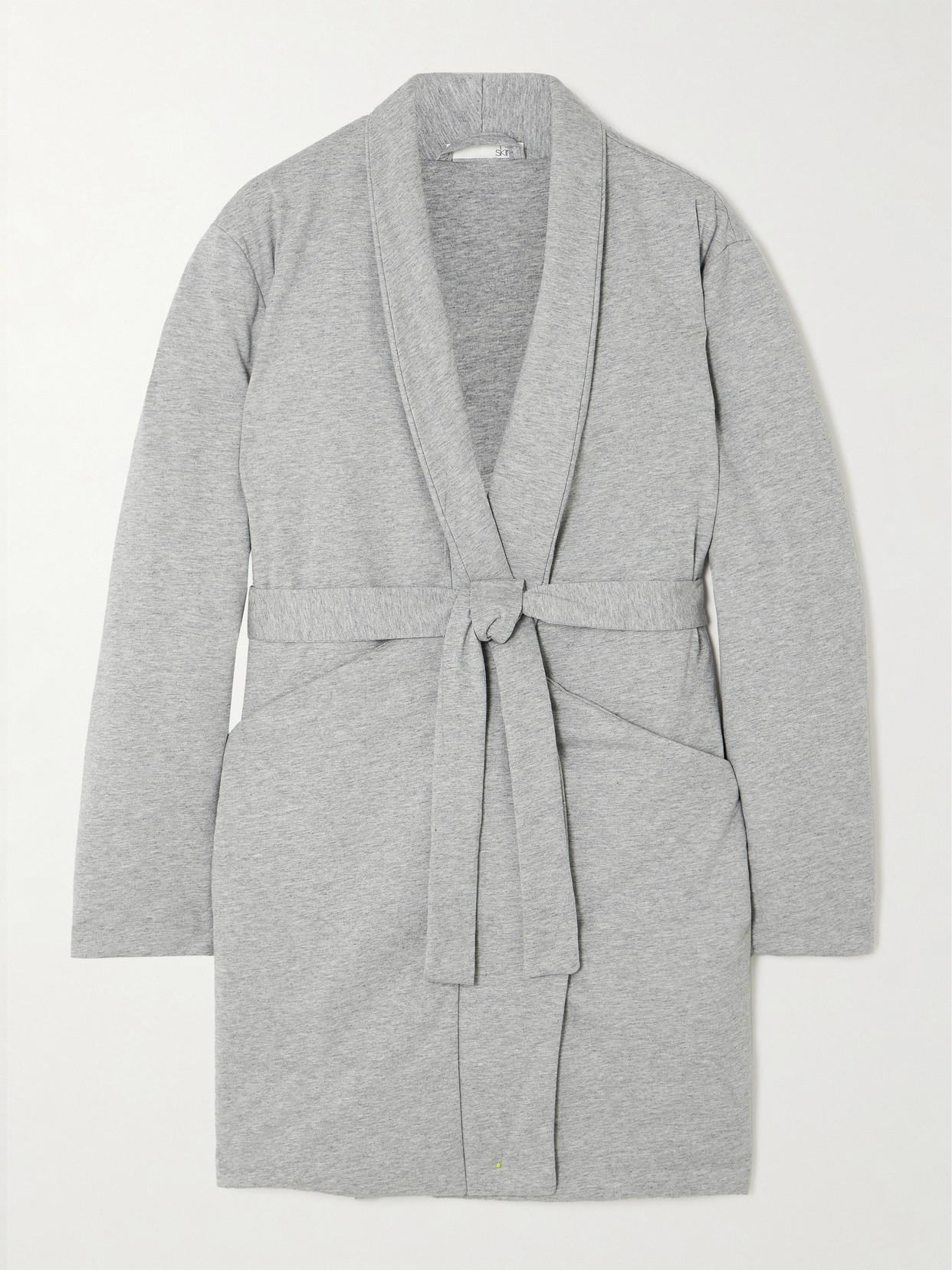 Skin Shannon Belted Padded Cotton-jersey Robe - Gray