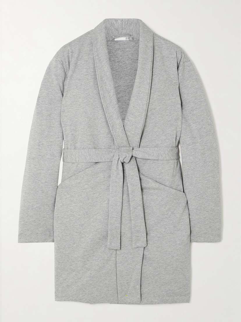 Skin Shannon Belted Padded Cotton-jersey Robe