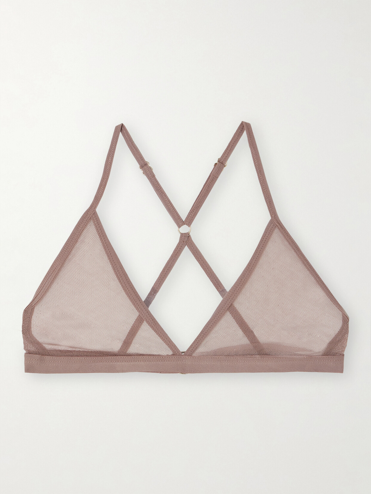 Skin - + Net Sustain Odelyn Jersey-trimmed Cotton-tulle Soft-cup Triangle Bra - Neutrals