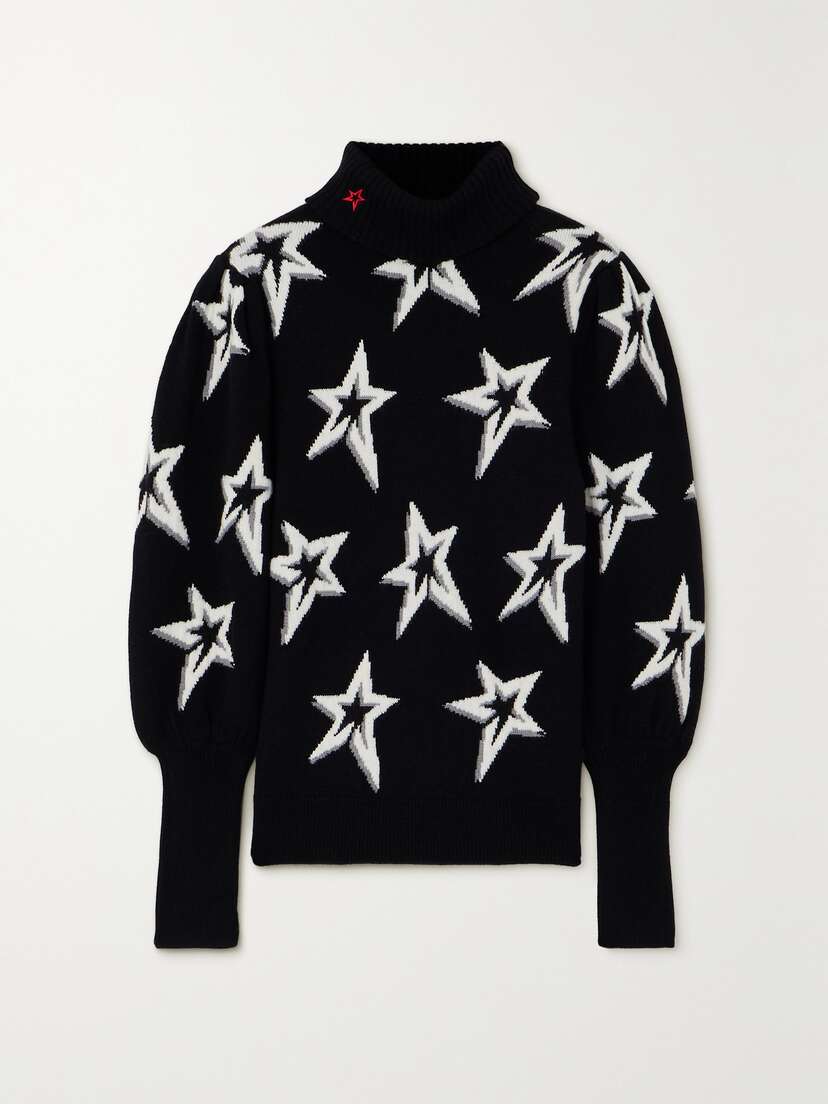 Perfect Moment Star Dust Intarsia Merino Wool Turtleneck Sweater