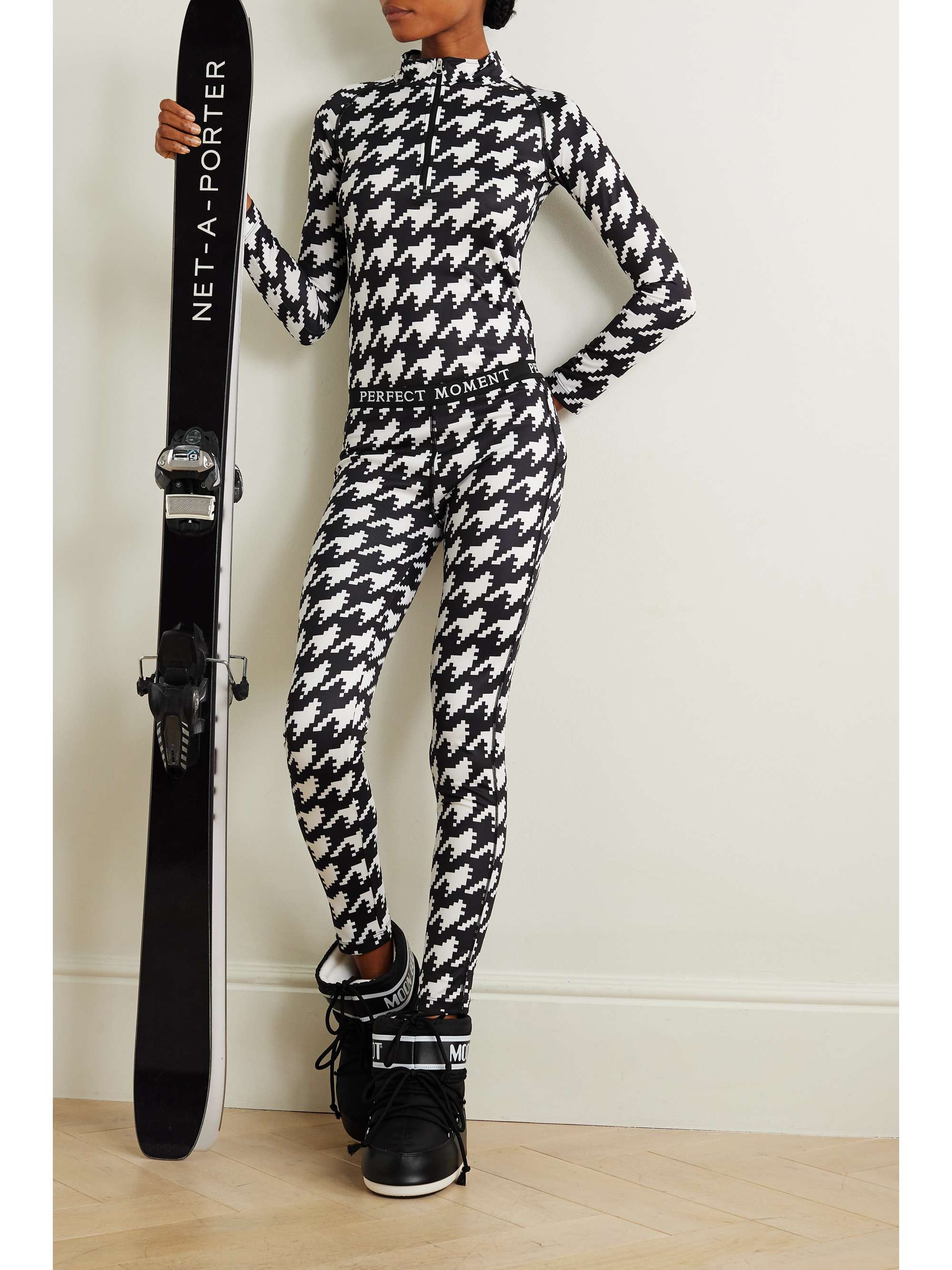 Thermal houndstooth knitted leggings