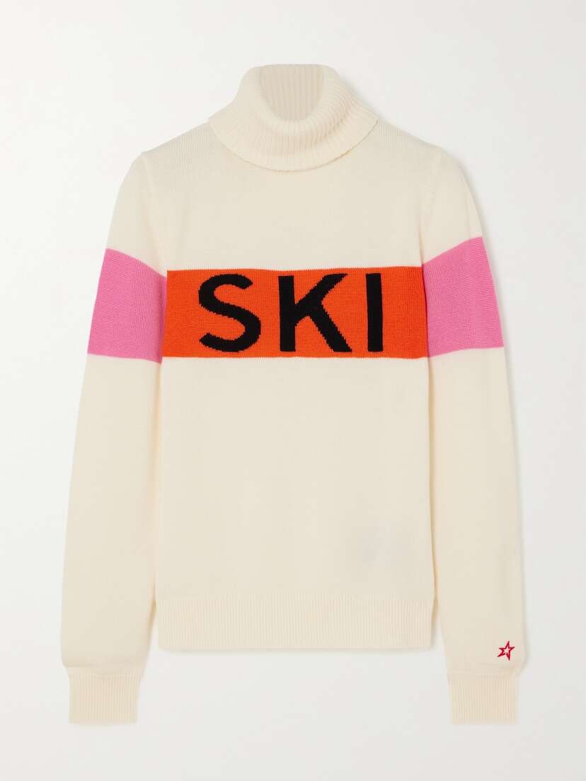 Perfect Moment Color-block Intarsia Merino Wool Turtleneck Sweater