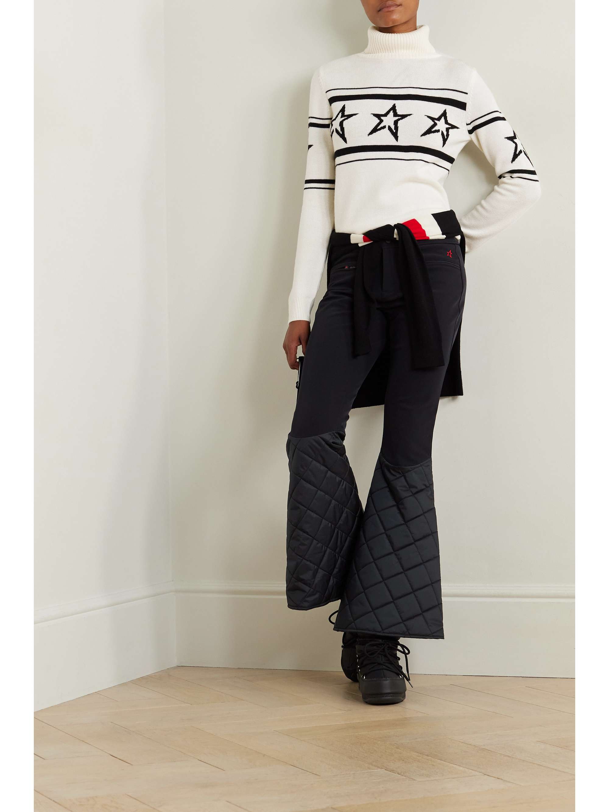 Perfect Moment Linda Striped Flared Ski Pants in Black