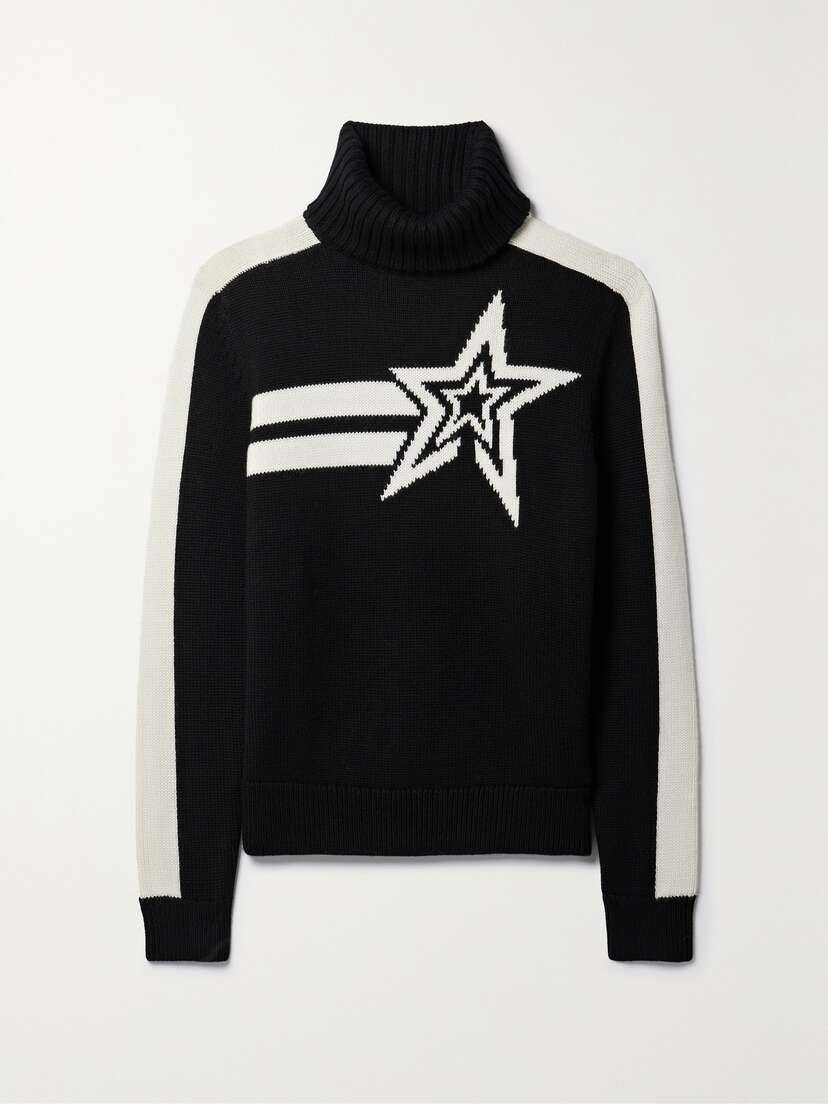 Perfect Moment Claudia Intarsia Merino Wool Turtleneck Sweater