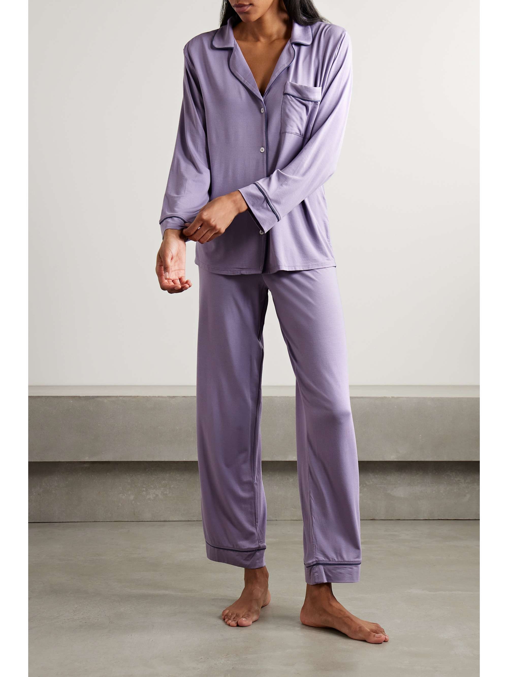 + NET SUSTAIN Gisele piped stretch-TENCEL™ Modal pajama set