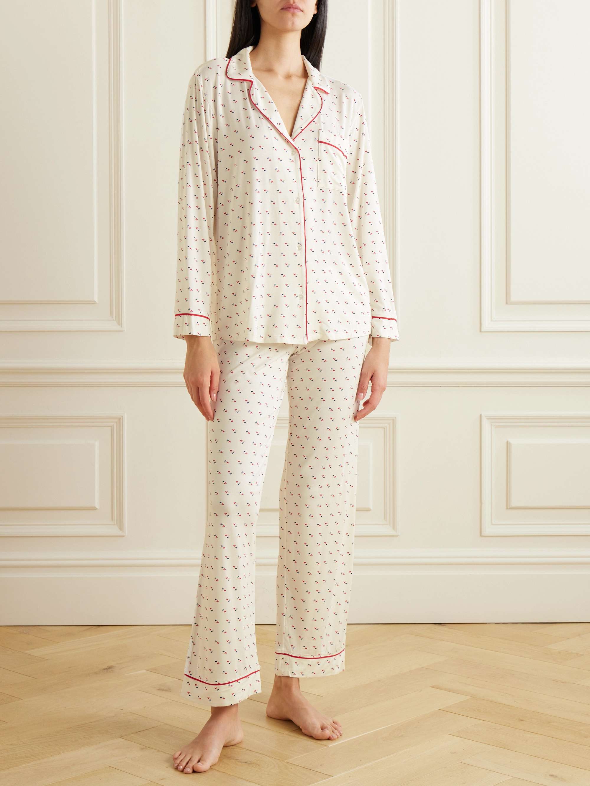 EBERJEY + NET SUSTAIN Gisele piped stretch-TENCEL™ Modal pajama