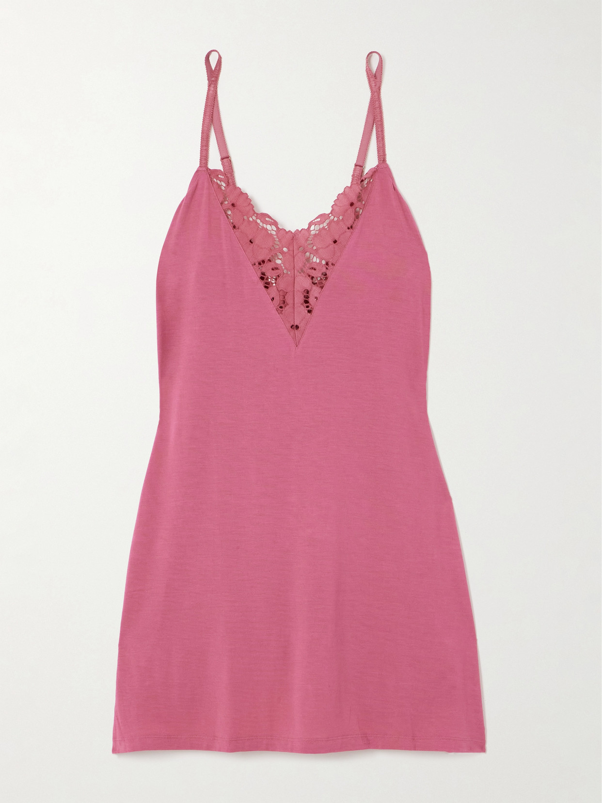 Eberjey + Net Sustain Naya Lace-trimmed Stretch-tencel™ Modal Chemise - Pink