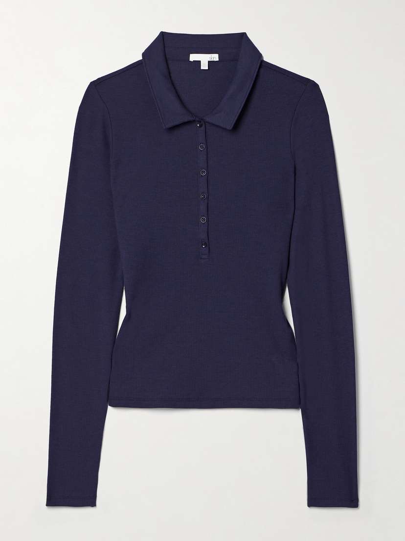 Skin Noel Ribbed Stretch-pima Cotton And Modal-blend Polo Shirt