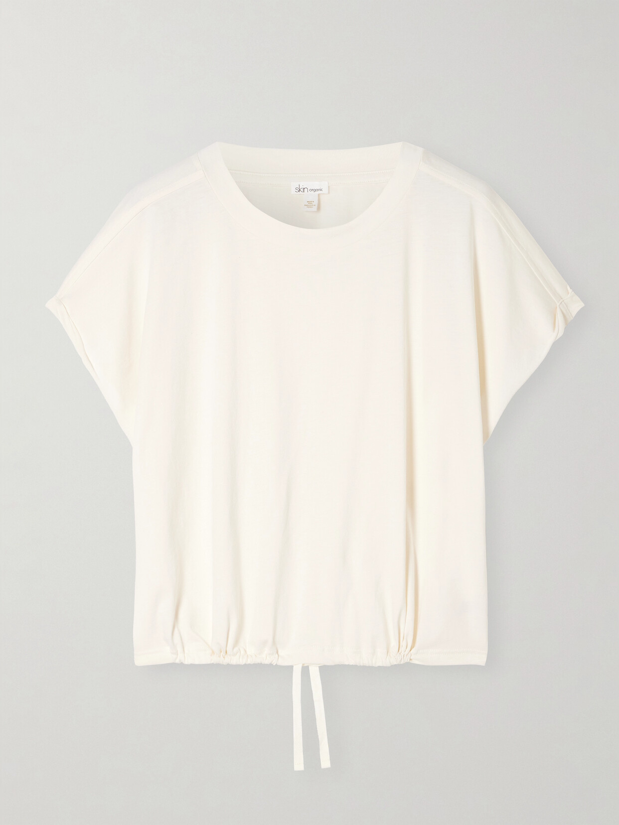 Skin - + Net Sustain Caylie Gathered Organic Pima Cotton-jersey Top - Cream
