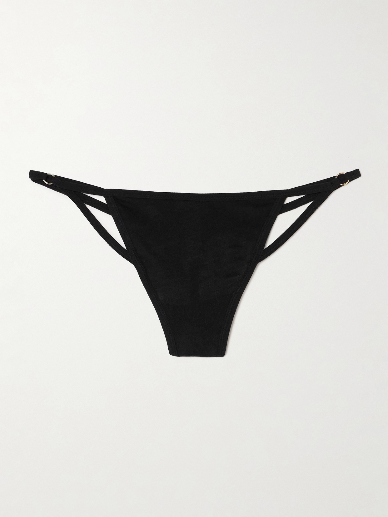 Skin + Net Sustain Eve Embellished Organic Pima Cotton-jersey Thong In Black