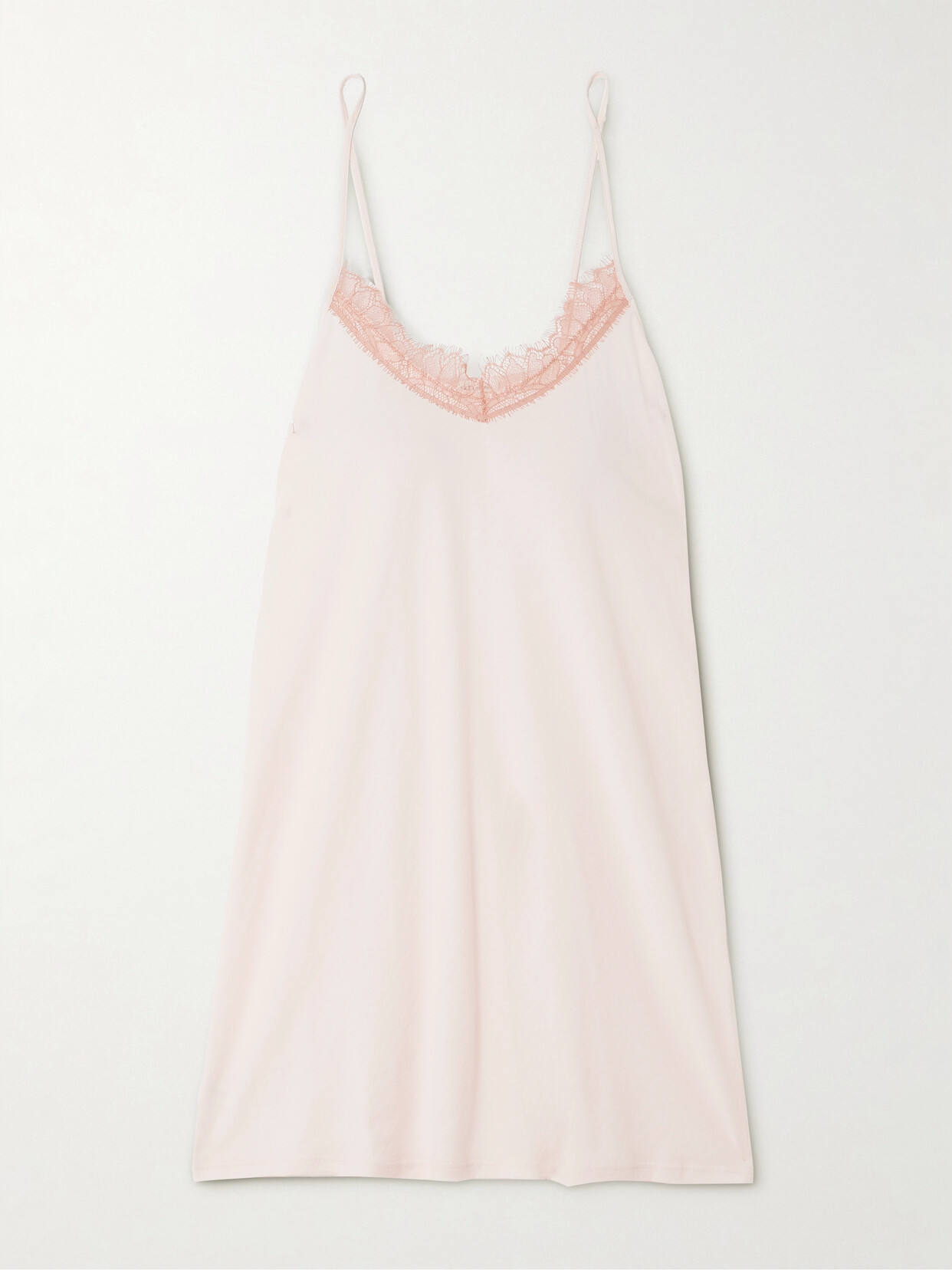 Skin - + Net Sustain Recycled Lace-trimmed Organic Pima Cotton-jersey Chemise - Pink