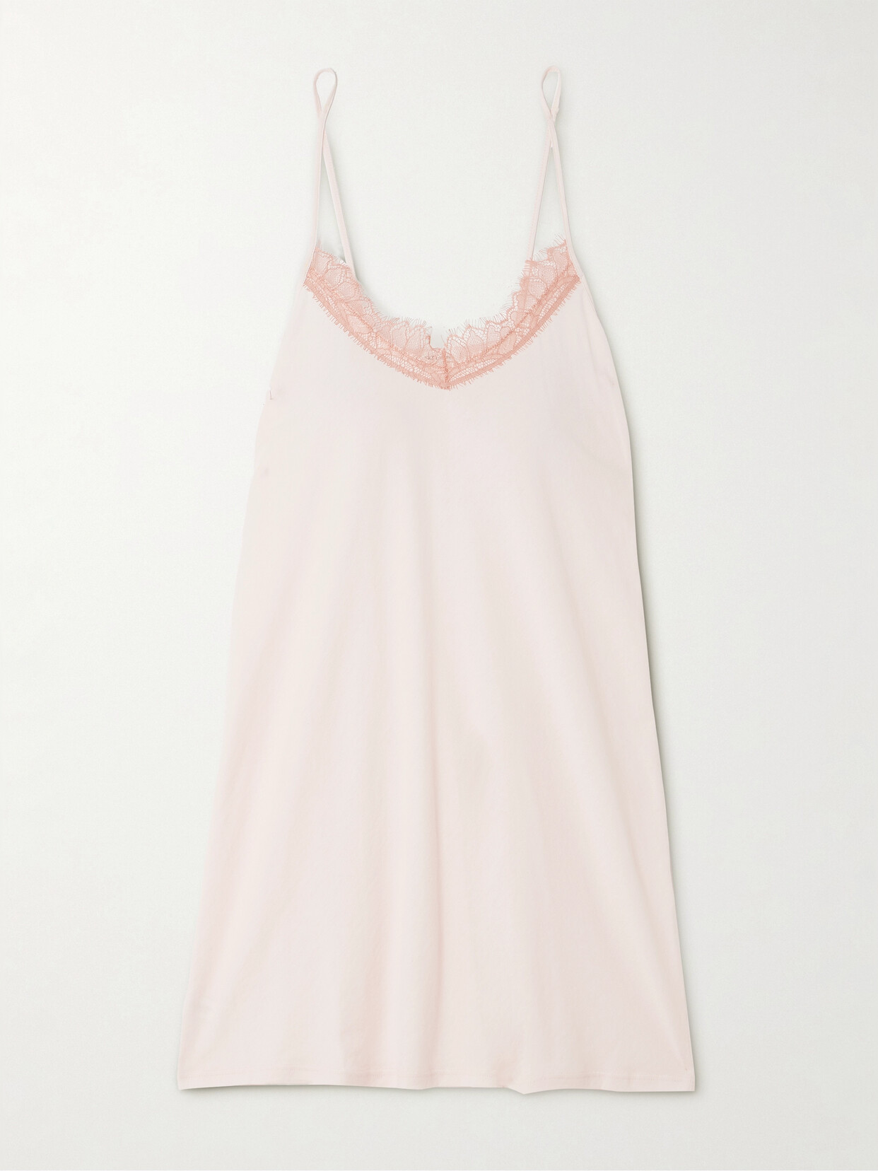 Skin + Net Sustain Recycled Lace-trimmed Organic Pima Cotton-jersey Chemise In Pink