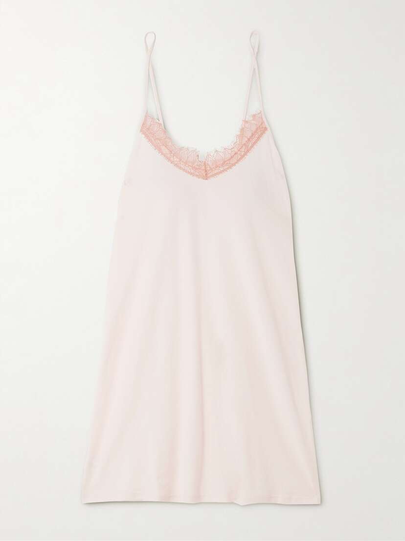 Skin + Net Sustain Recycled Lace-trimmed Organic Pima Cotton-jersey Chemise