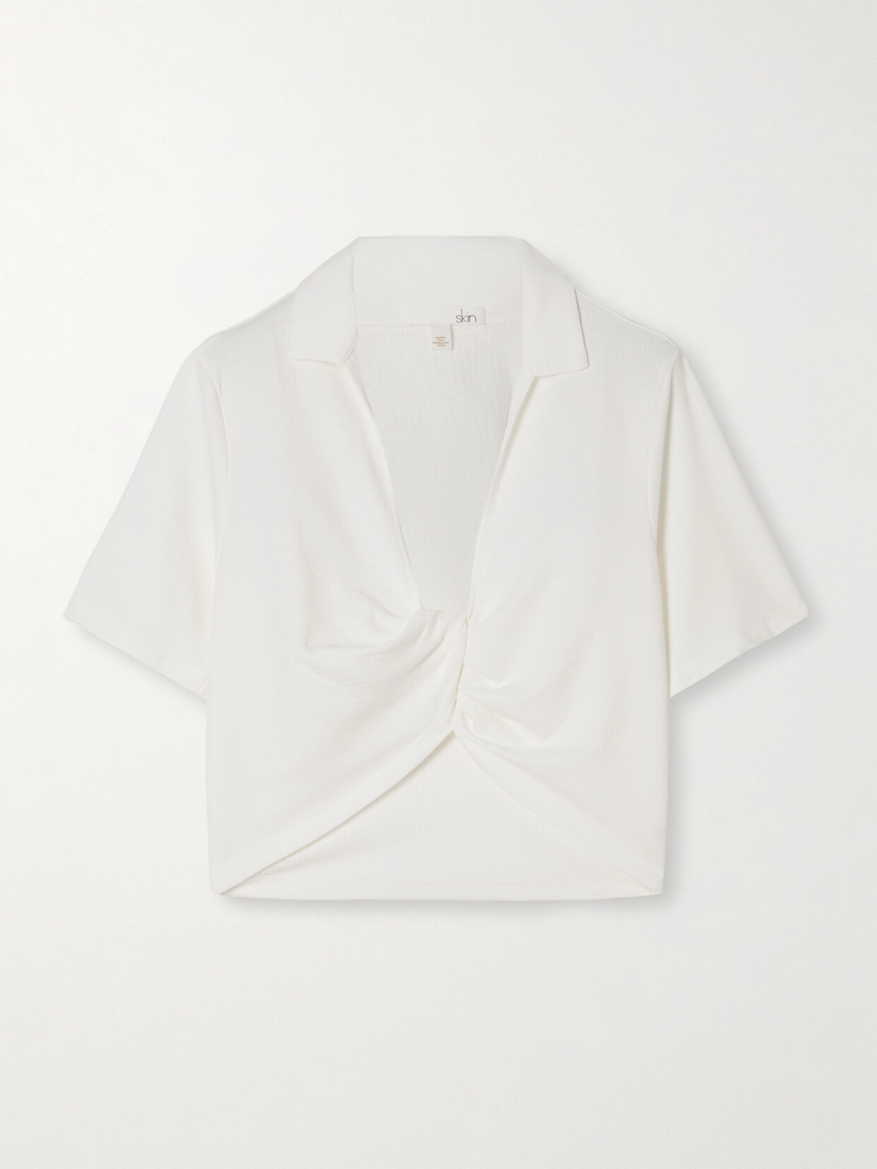 Skin - Jasmine Cropped Twist-front Ribbed Cotton-blend Jersey Top - Ivory