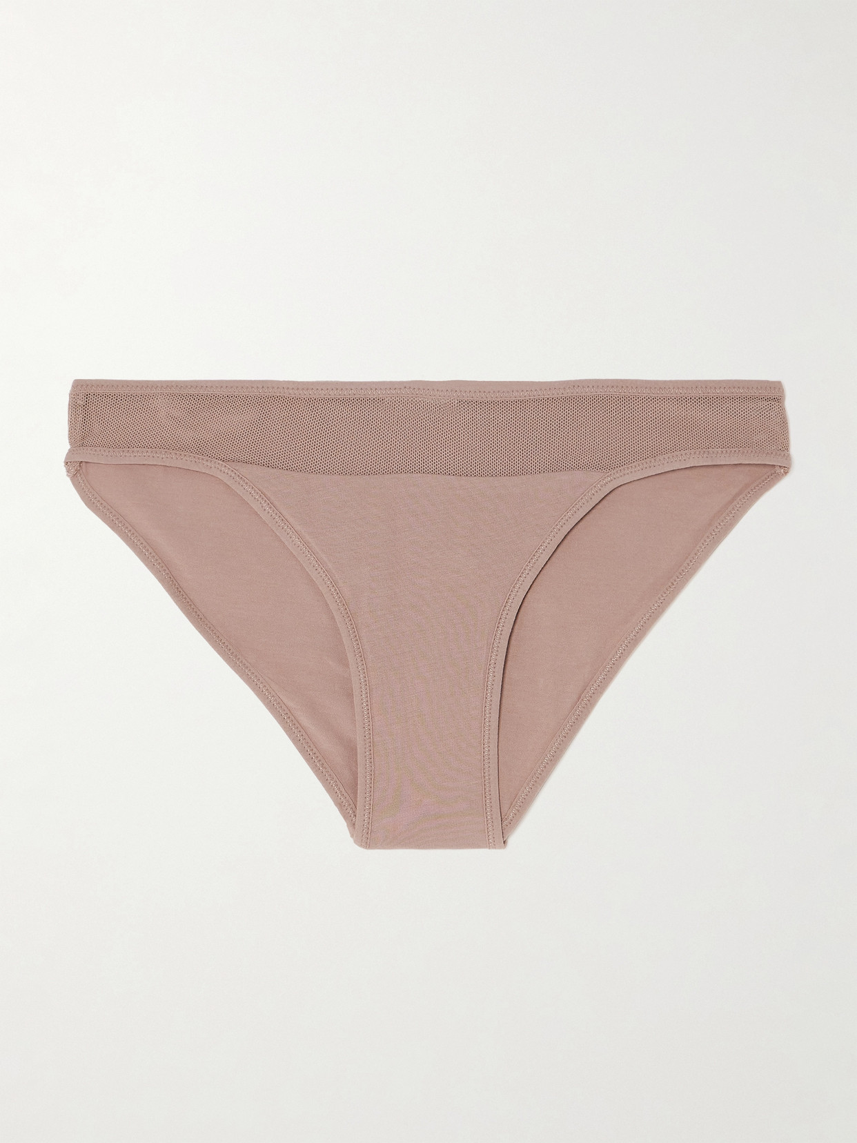 Skin + Net Sustain Onyx Tulle-trimmed Stretch Organic Pima Cotton-jersey Briefs In Neutrals