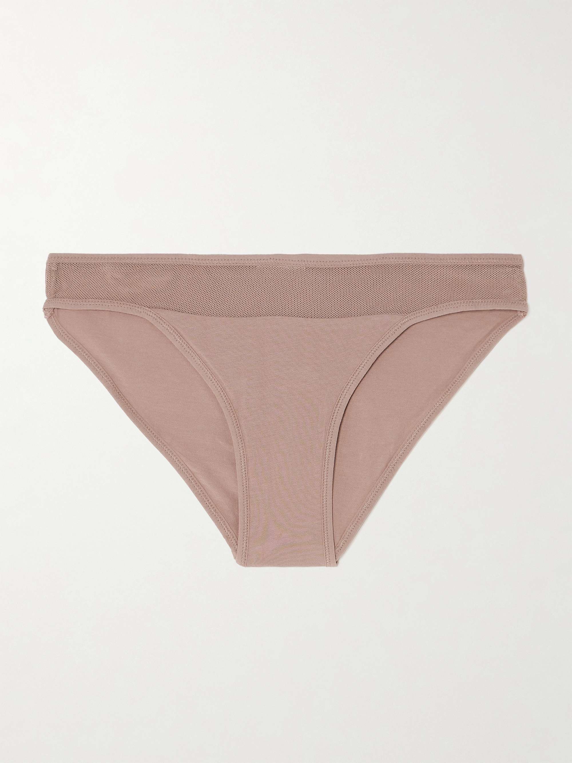 SKIN + NET SUSTAIN Onyx tulle-trimmed stretch organic Pima cotton-jersey  briefs