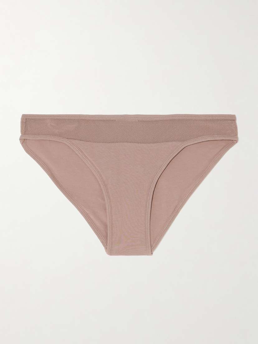 Skin + Net Sustain Onyx Tulle-trimmed Stretch Organic Pima Cotton-jersey Briefs