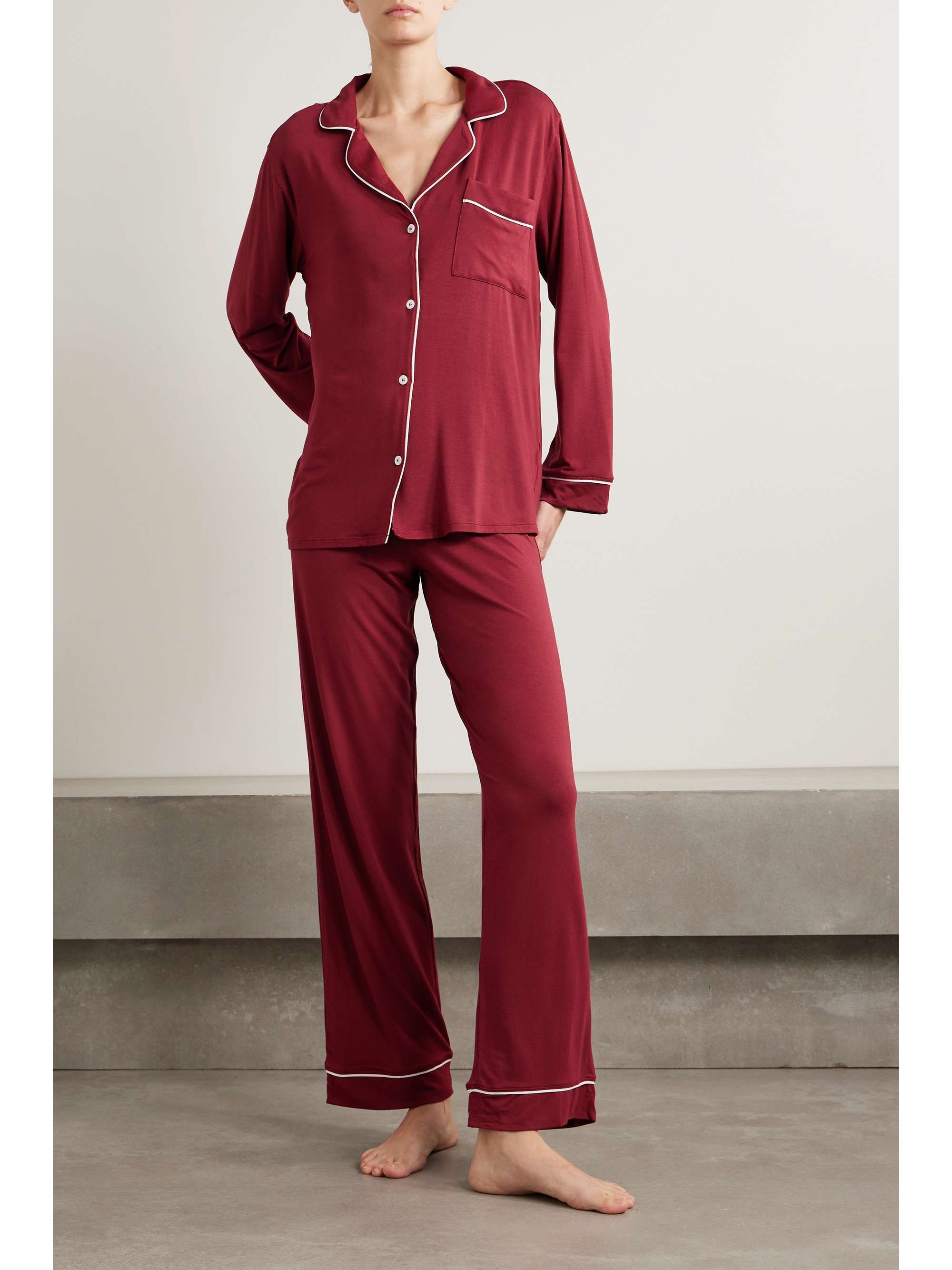 EBERJEY + NET SUSTAIN Gisele piped stretch-TENCEL™ Modal pajama set