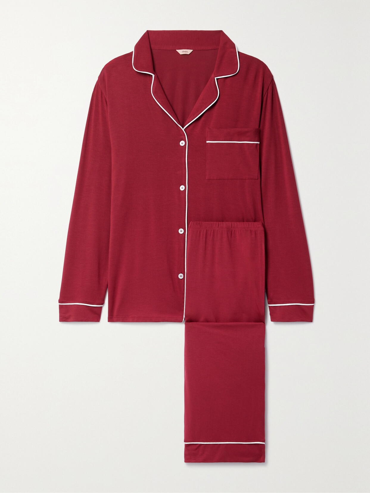 Eberjey - Gisele Piped Stretch-tencel™ Modal Pajama Set - Burgundy