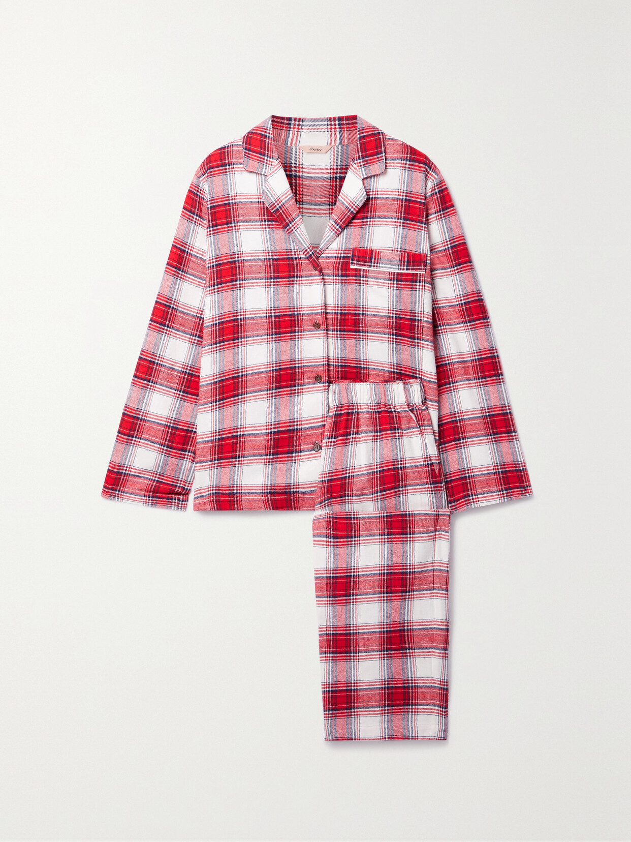 Eberjey Checked Cotton-flannel Pajama Set In Red