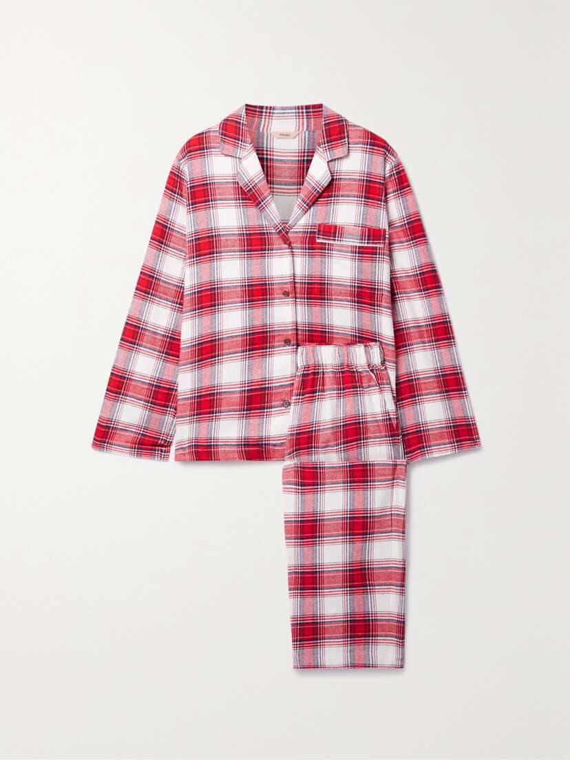 Eberjey Checked Cotton-flannel Pajama Set