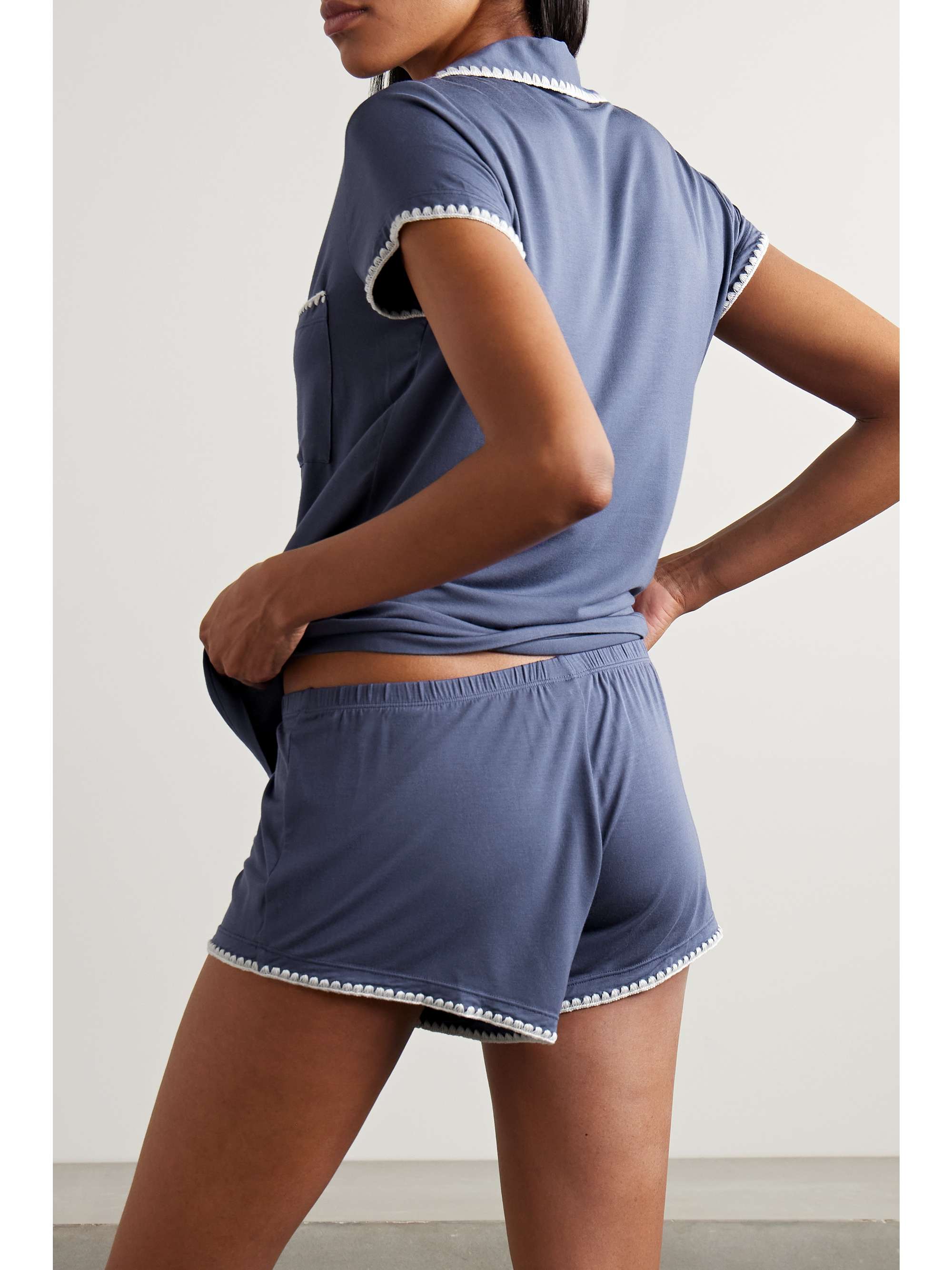 EBERJEY Frida whipstitched stretchTENCEL Modal jersey pajama set NET