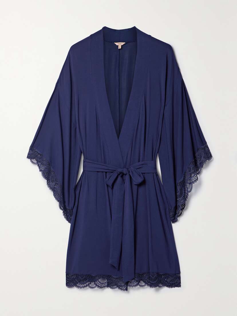 Eberjey + Net Sustain The Mademoiselle Lace-trimmed Stretch-tencel™ Modal Robe