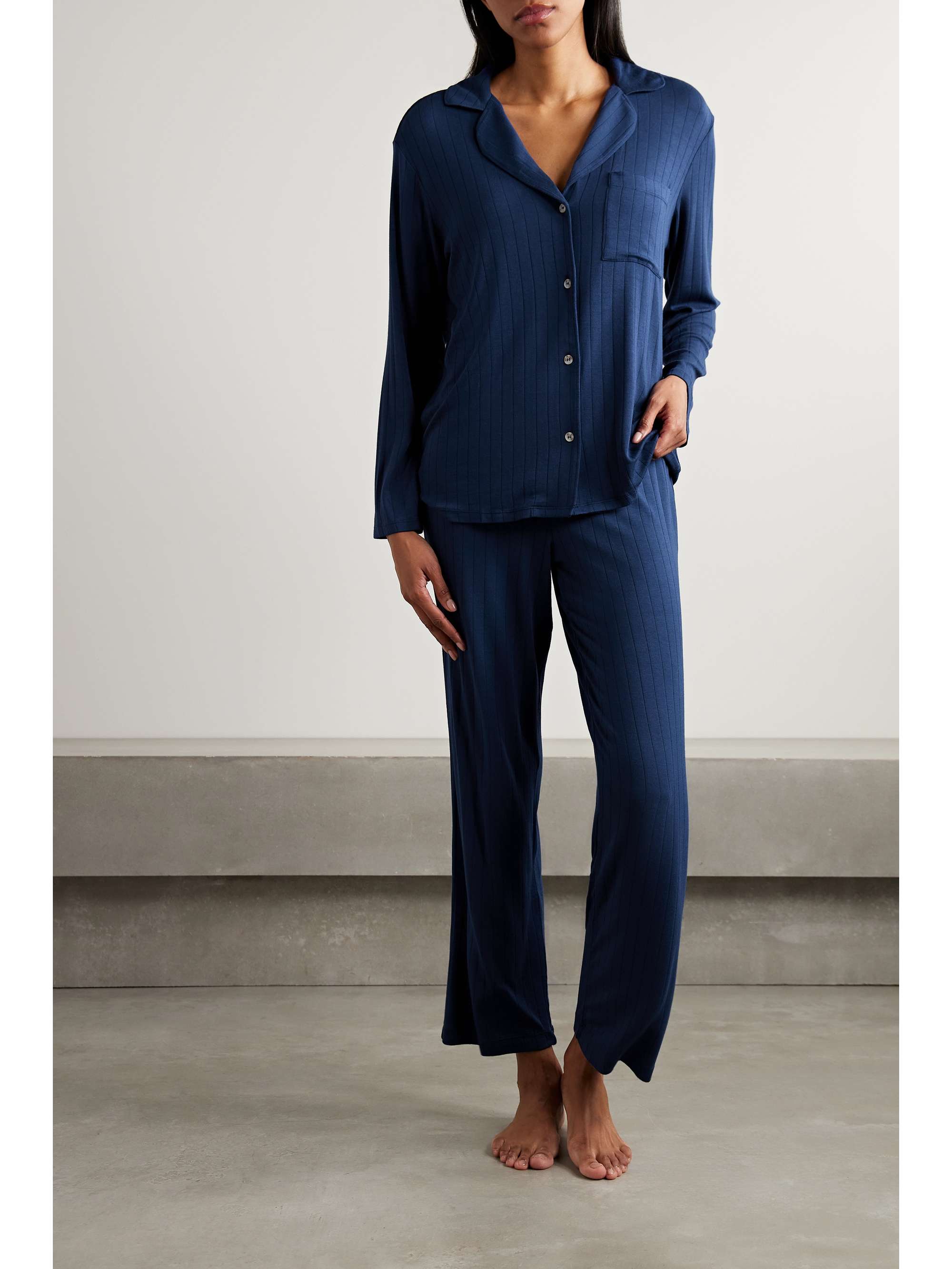 + NET SUSTAIN Gisele ribbed stretch-TENCEL™ Modal jersey pajama set