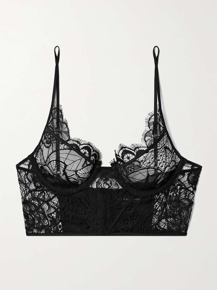 Kiki de Montparnasse Coquette Cotton-blend Lace And Stretch-silk Underwired Soft-cup Balconette Bra