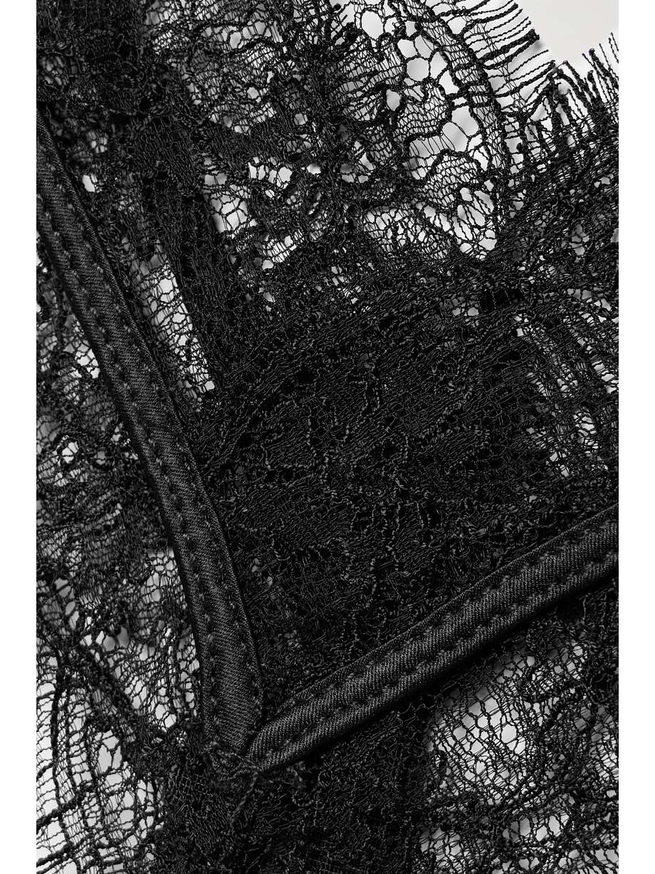 KIKI DE MONTPARNASSE Satintrimmed silkblend Leavers lace suspender