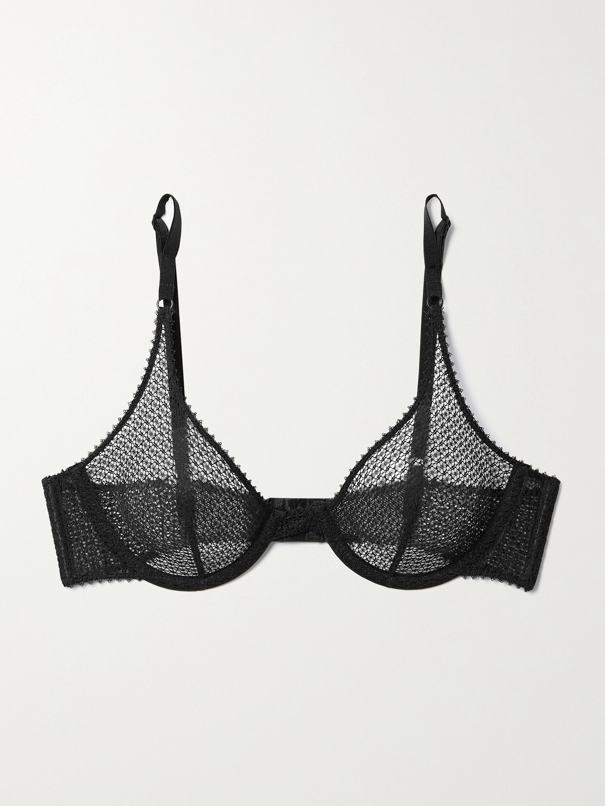 Kiki De Montparnasse Crocheted Lace And Mesh Underwired Soft-cup Bra In Black