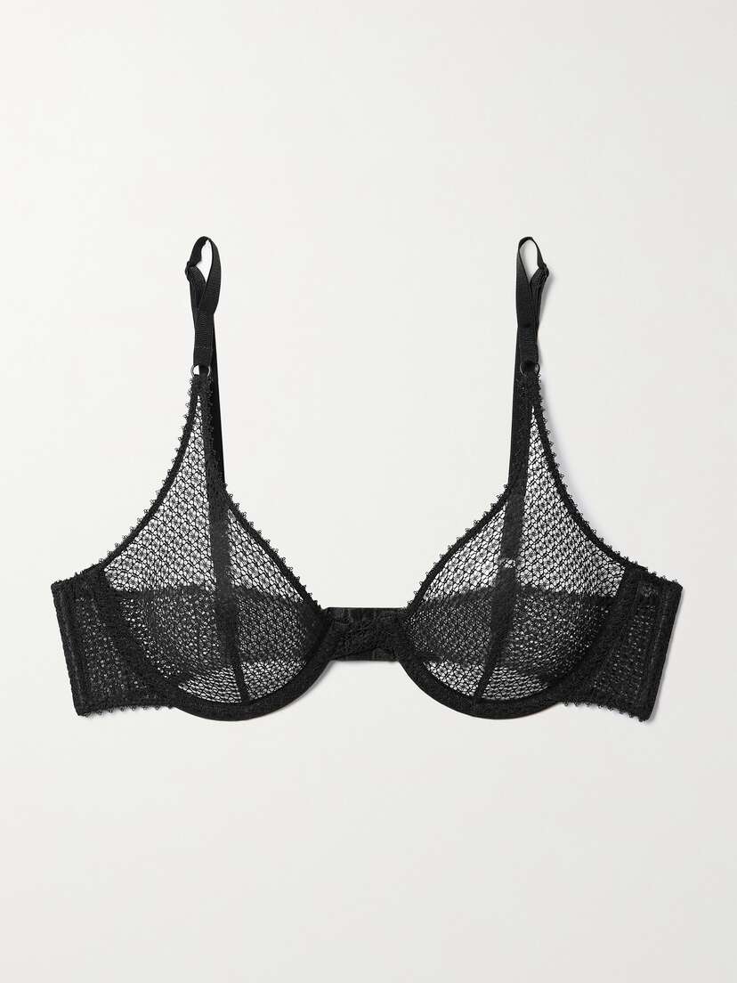 Kiki de Montparnasse Crocheted Lace And Mesh Underwired Soft-cup Bra