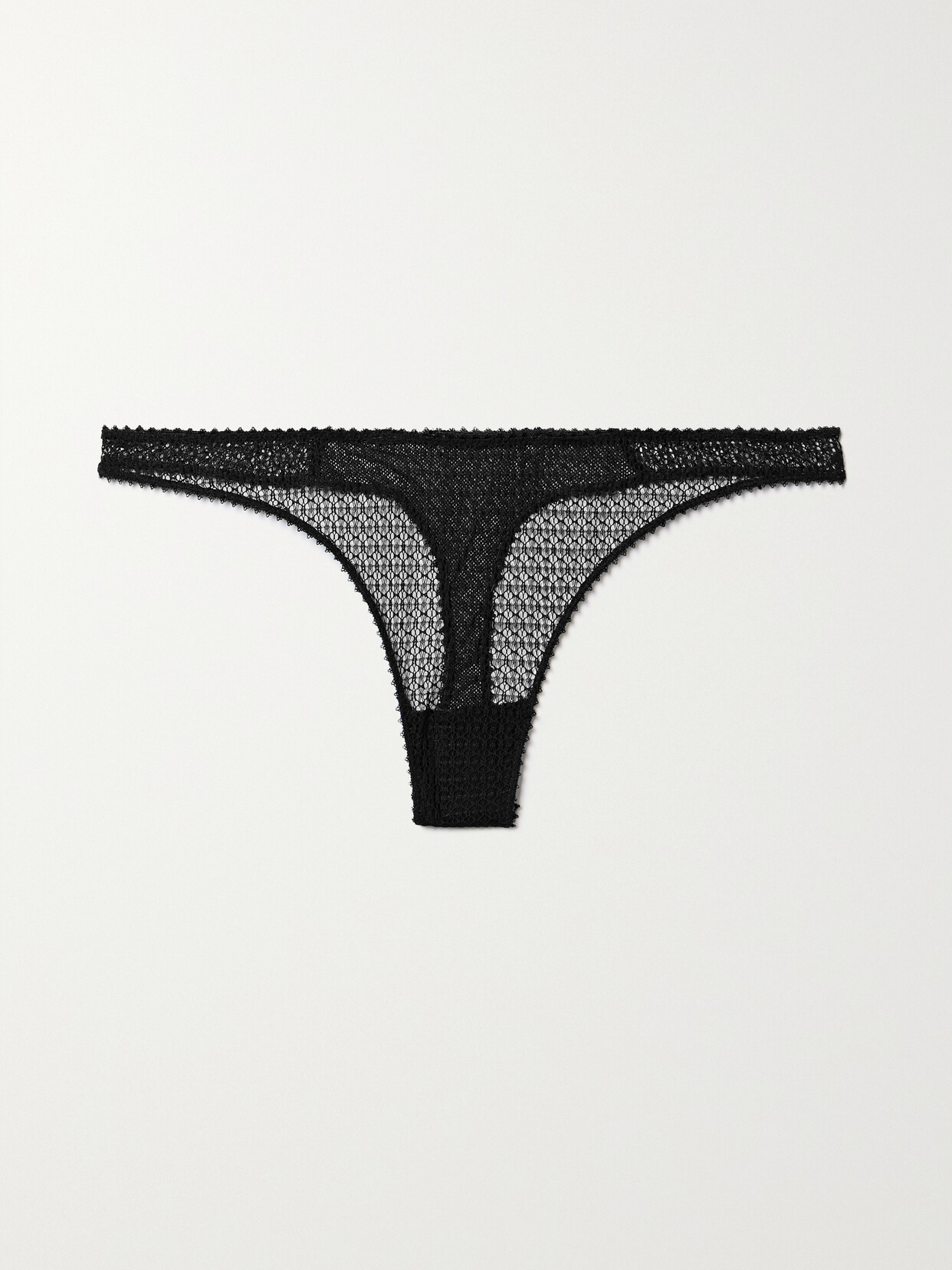 Kiki de Montparnasse - Crocheted Lace And Mesh Thong - Black