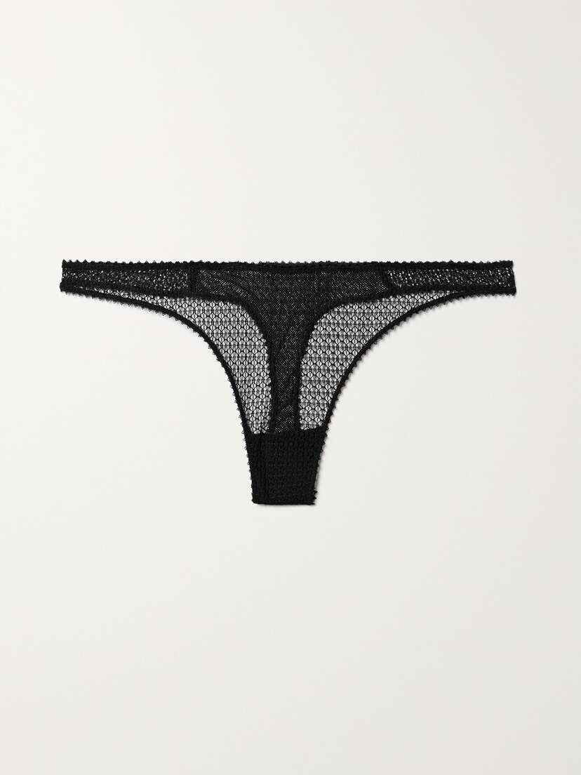Kiki de Montparnasse Crocheted Lace And Mesh Thong