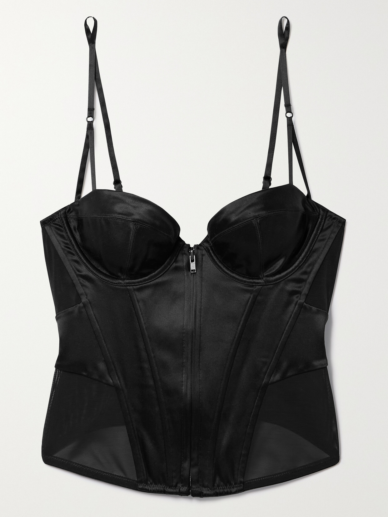 Kiki de Montparnasse - La Madame Silk-satin And Tulle Bustier Top - Black