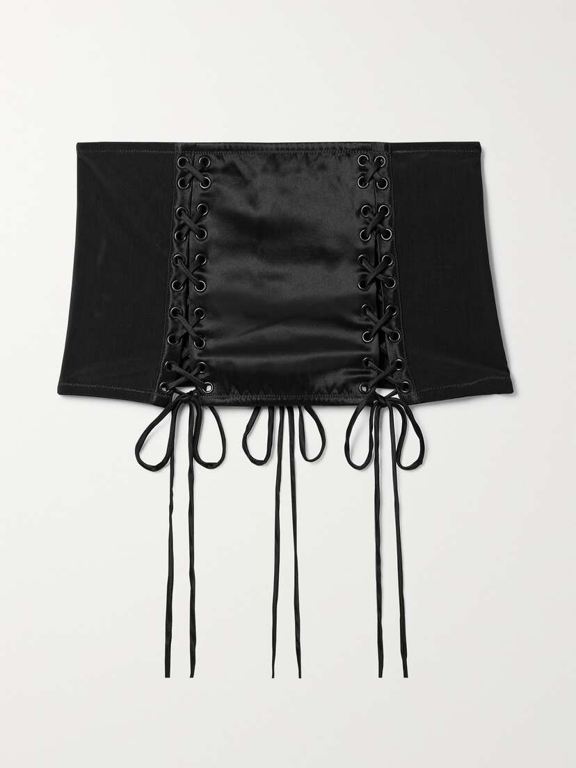 Kiki de Montparnasse La Madame Mesh-paneled Silk-satin Corset