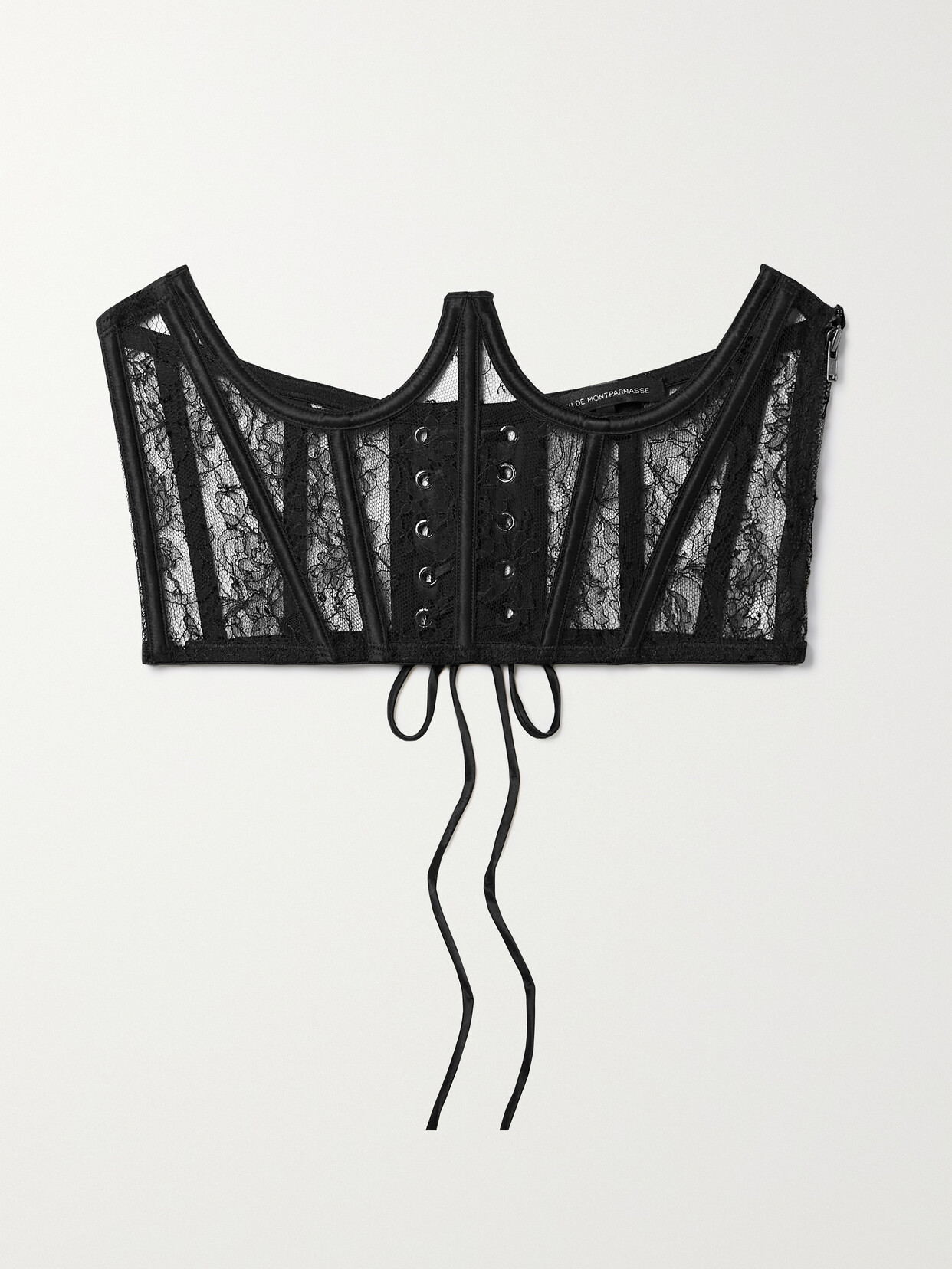 Kiki de Montparnasse - Silk-satin Trimmed Lace Corset - Black