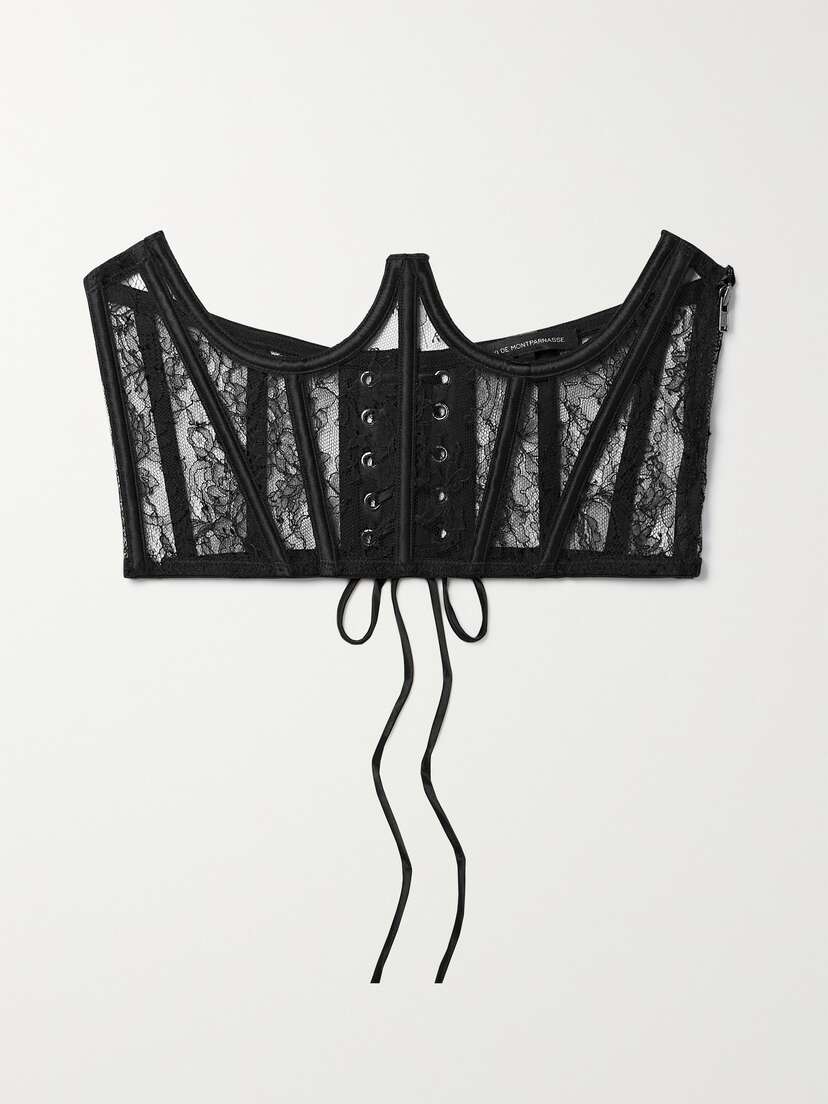 Kiki de Montparnasse Silk-satin Trimmed Lace Corset