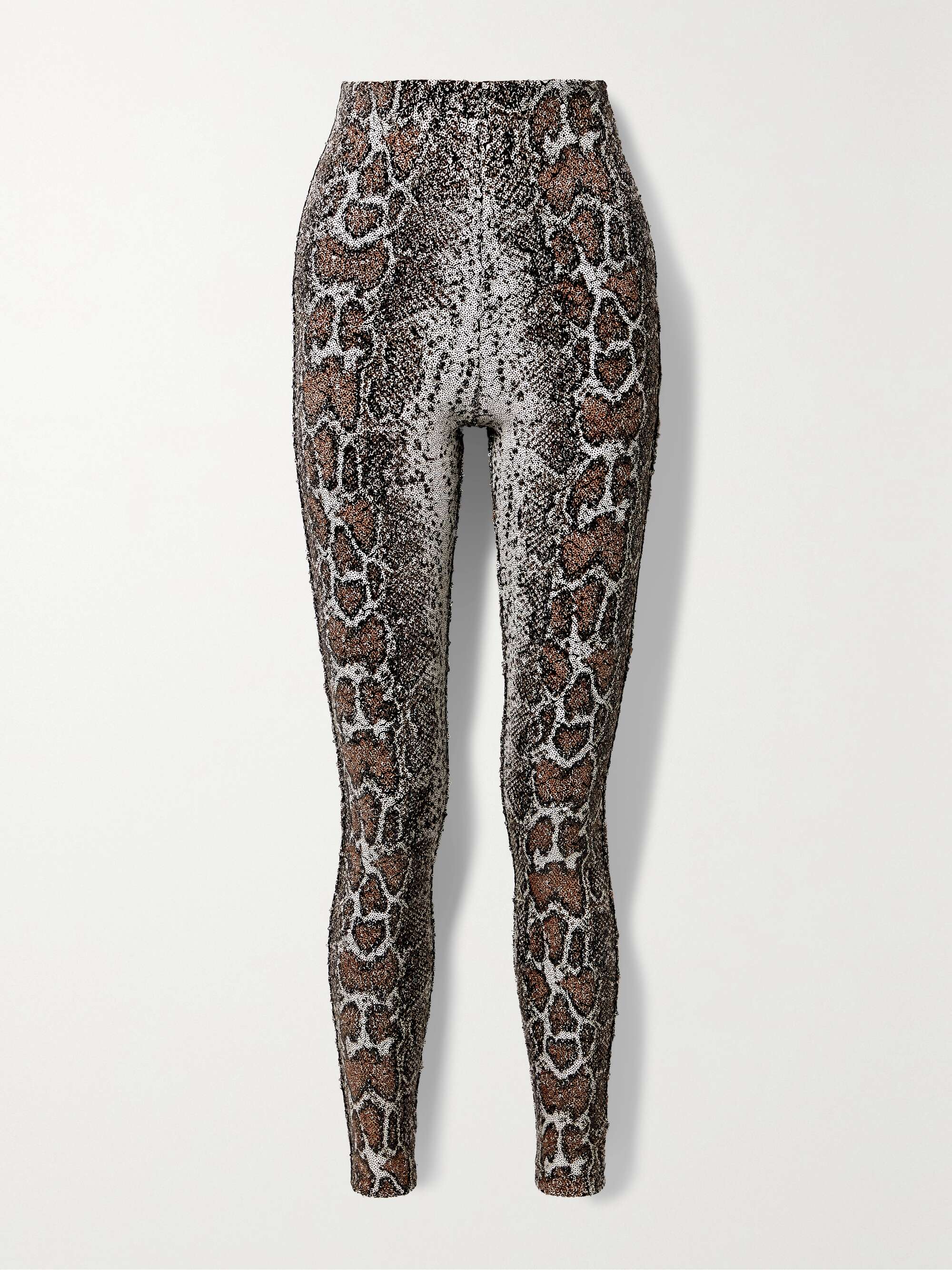 COMMANDO Snake-print sequined stretch-jersey leggings