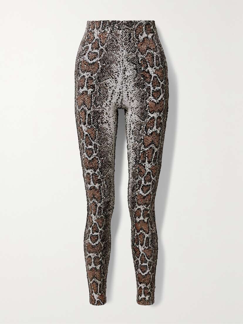 Commando Snake-print Sequined Stretch-jersey Leggings