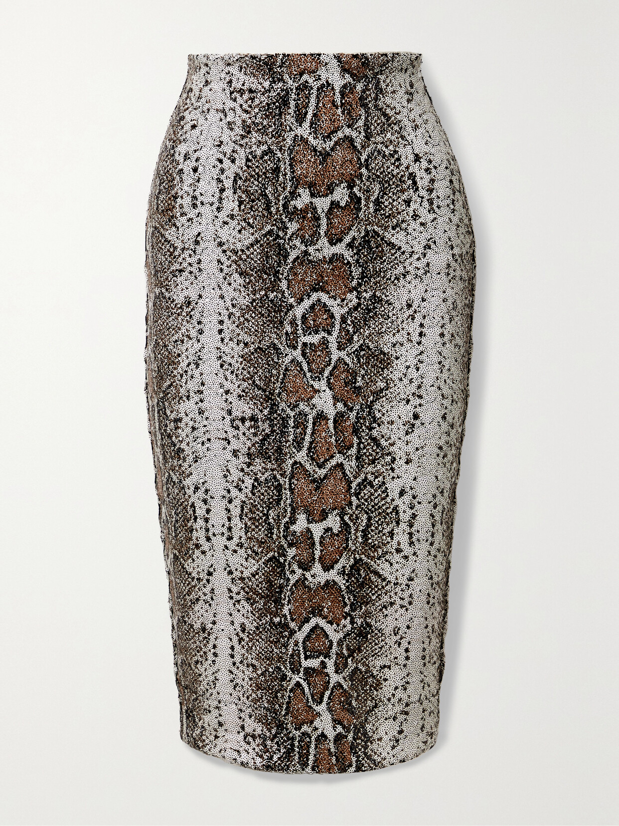 Commando Snake-effect Sequined Stretch-jersey Midi Skirt In Neutrals