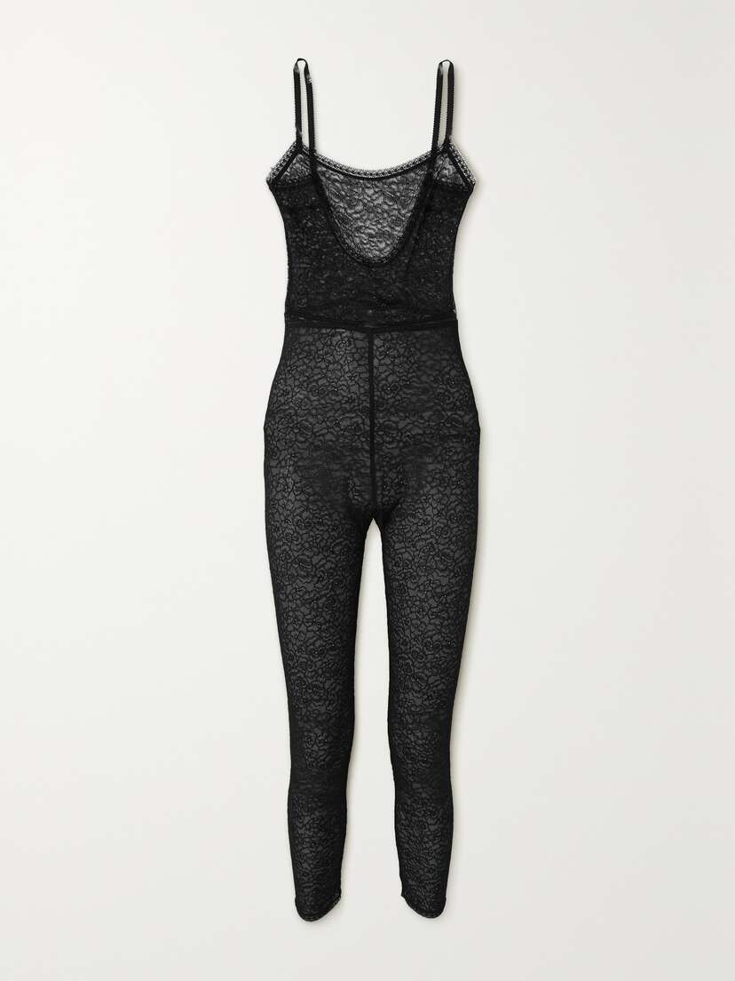 Eres Pensees Caline Satin-trimmed Lace Bodysuit