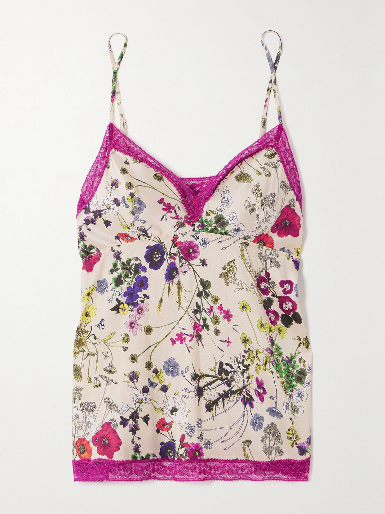 Eres - Herbier Caracole Lace-trimmed Floral-print Silk-twill Camisole - Cream