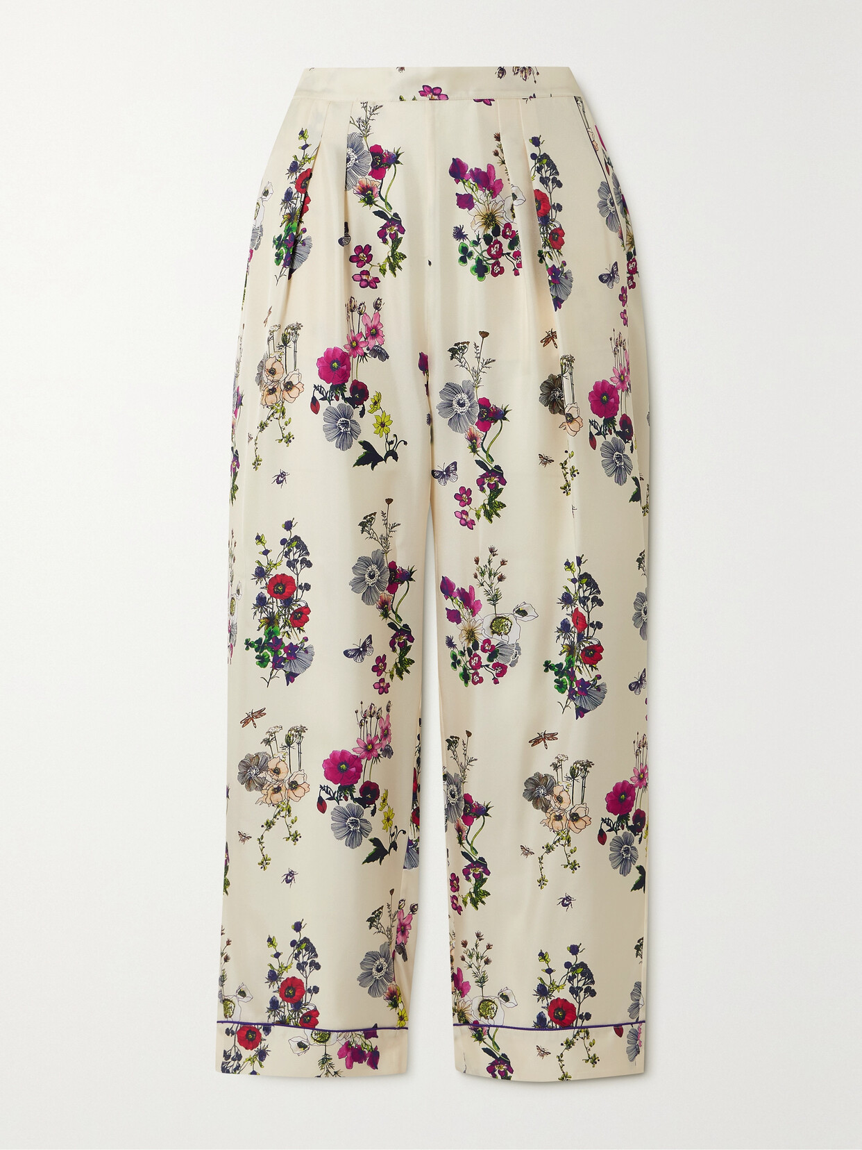 Eres - Herbier Camomille Floral-print Silk-twill Pyjama Pants - Cream