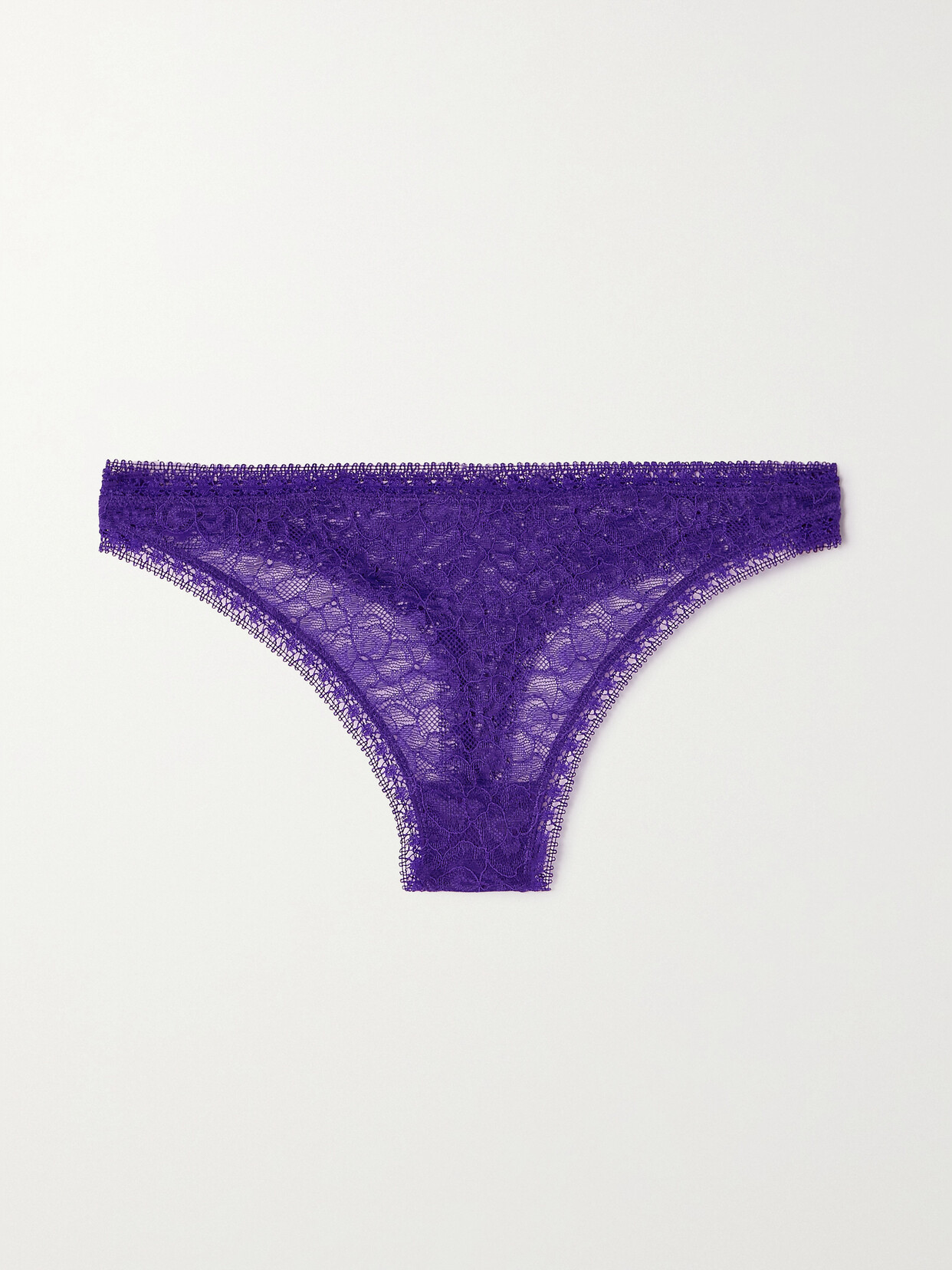 Eres Pensees Reflet Stretch-lace Thong In Purple