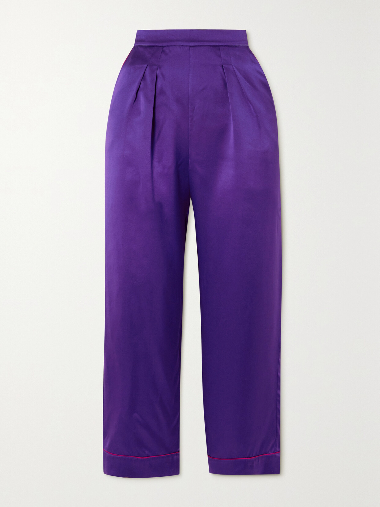 Eres Colorama Piped Pleated Silk-satin Pajama Pants - Purple