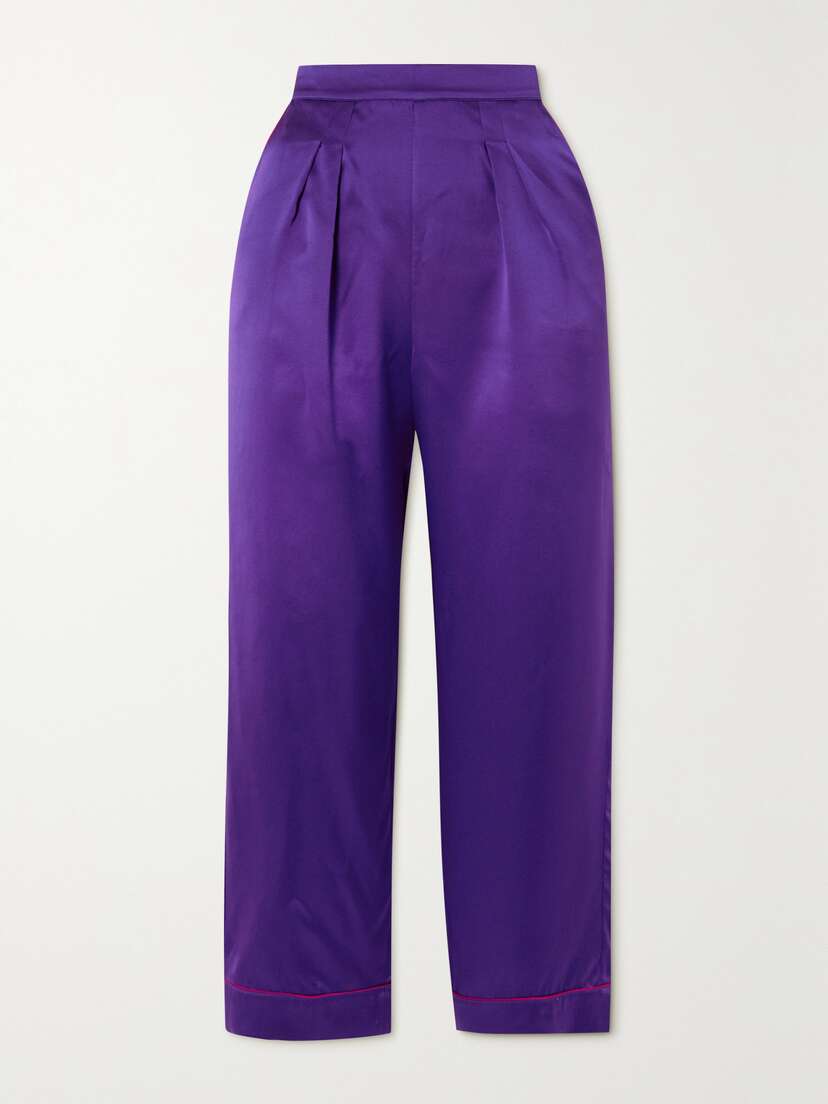 Eres Colorama Piped Pleated Silk-satin Pajama Pants