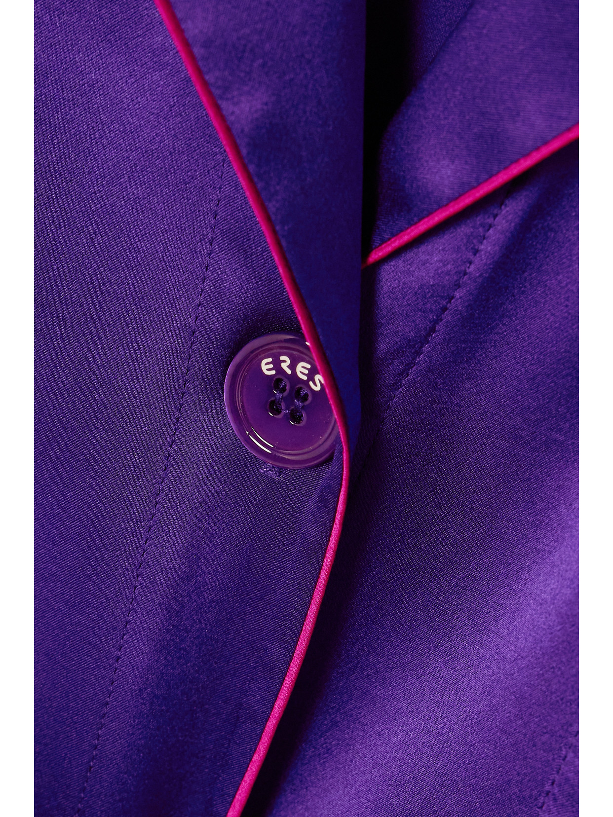 Eres Colorama Piped Silk-satin Pajama Shirt In Purple